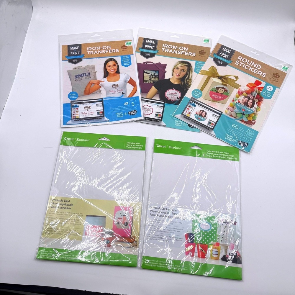 Cricut Explore Printable Vinyl Sticker Paper Iron-On Transfers Bundle NEW‎